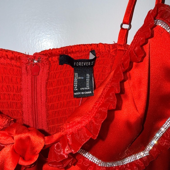 Satin Rhinestone Babydoll Mini Dress - Picture 4 of 6